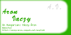 aron vaczy business card