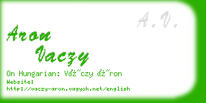 aron vaczy business card